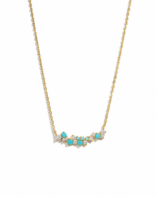 Turquoise & Diamond Cluster Necklace