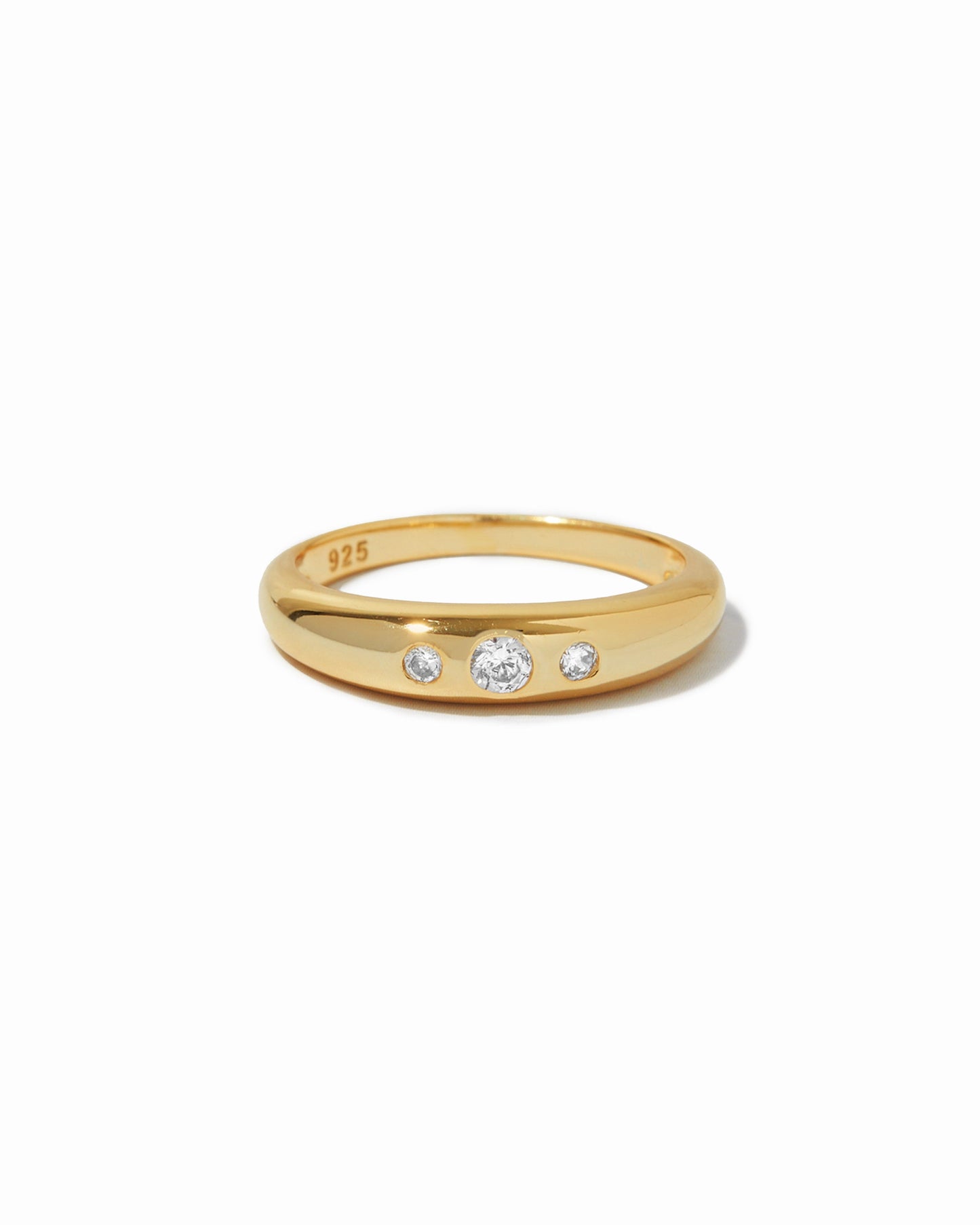 3 Stone Dome Ring