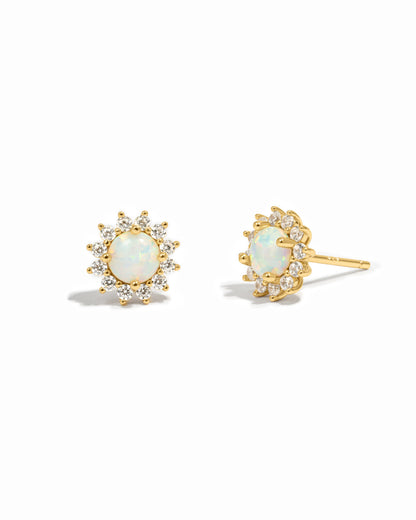 Sunburst Opal Halo Studs
