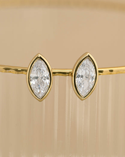 Marquise Bezel Stud Earrings