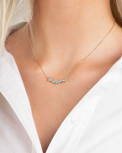 Turquoise & Diamond Cluster Necklace