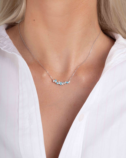 Turquoise & Diamond Cluster Necklace