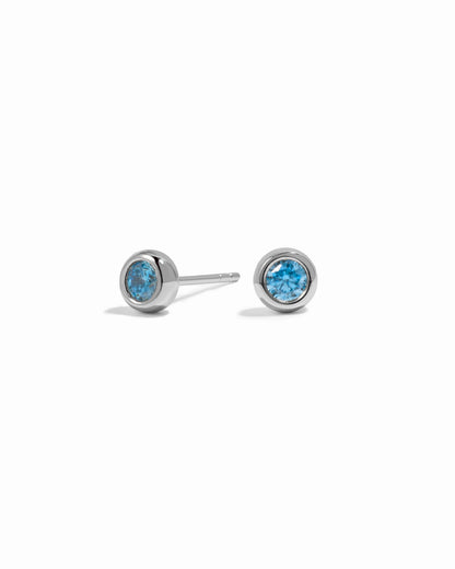 Aquamarine Bezel Dome Studs