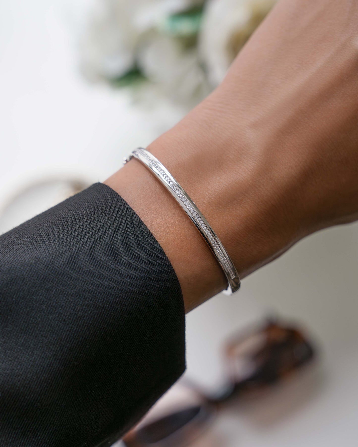 Striped Pavé Diamond Bangle