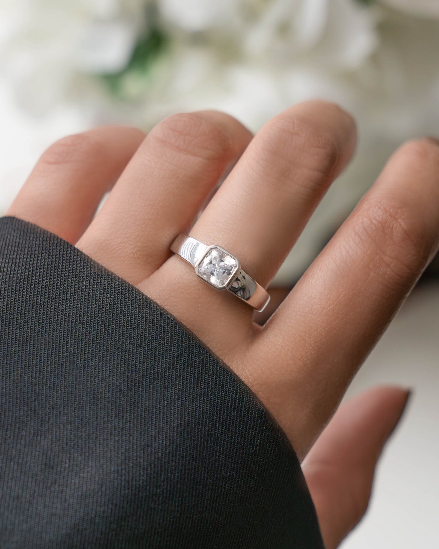 Square Bezel Dome Ring
