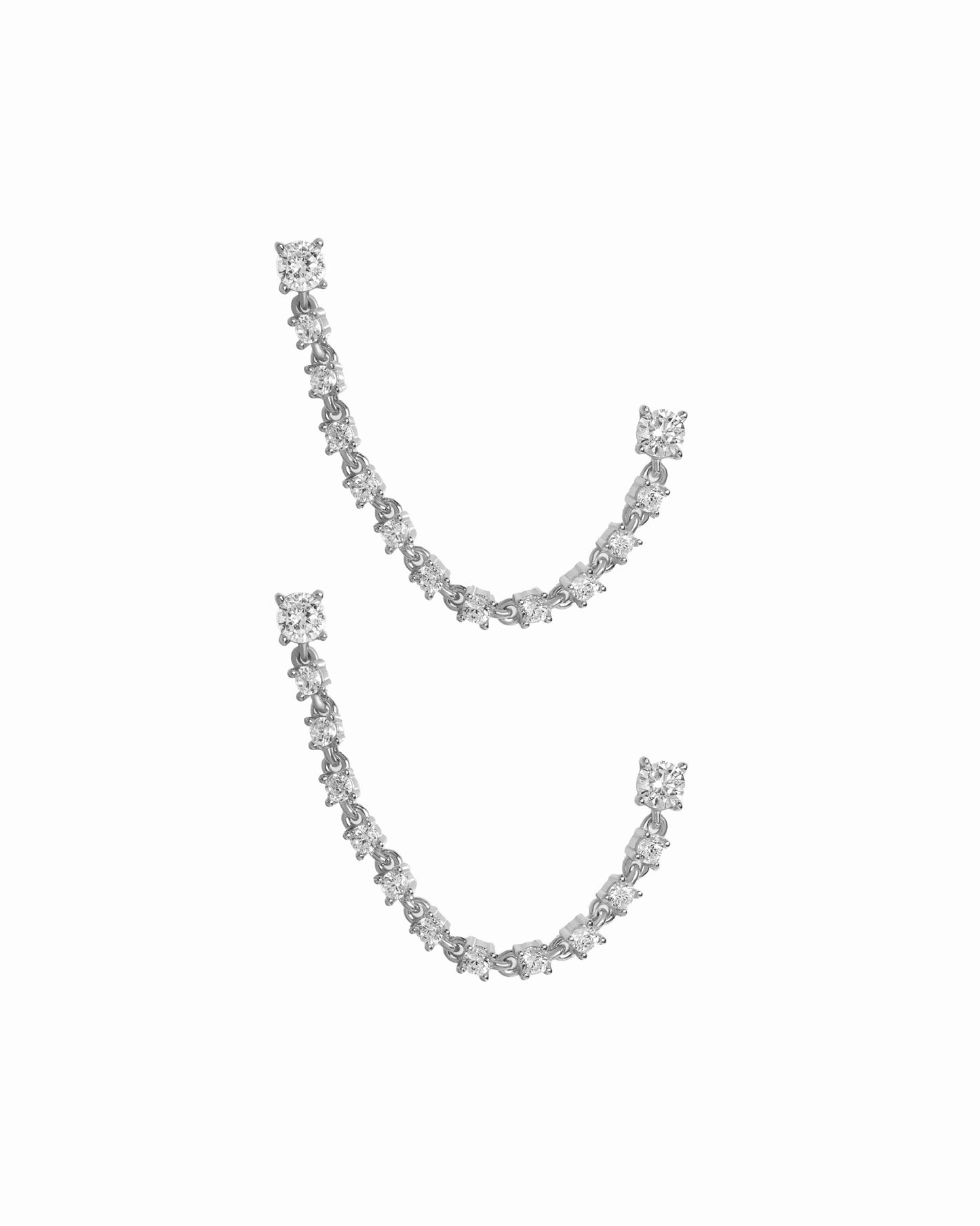 Two-Piercing Tennis Chain Link Studs