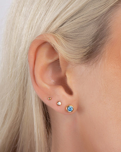 Aquamarine Bezel Dome Studs