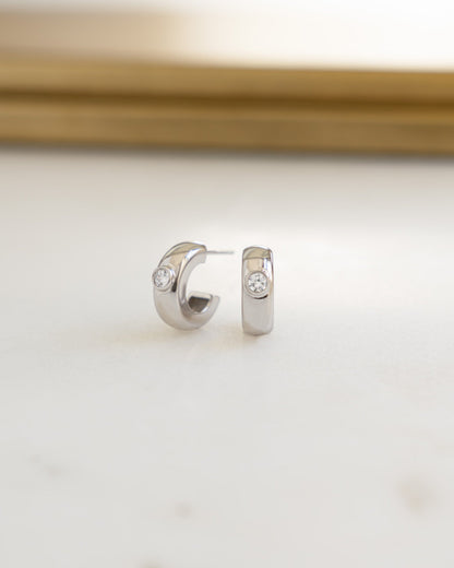 Bezeled Chunky Hoop Earrings