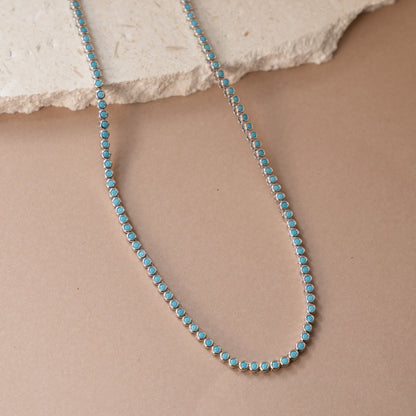 Round Turquoise Tennis Necklace