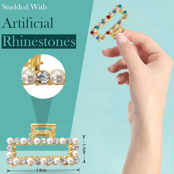 Gold tone rhinestone hair clips hair accessories for women