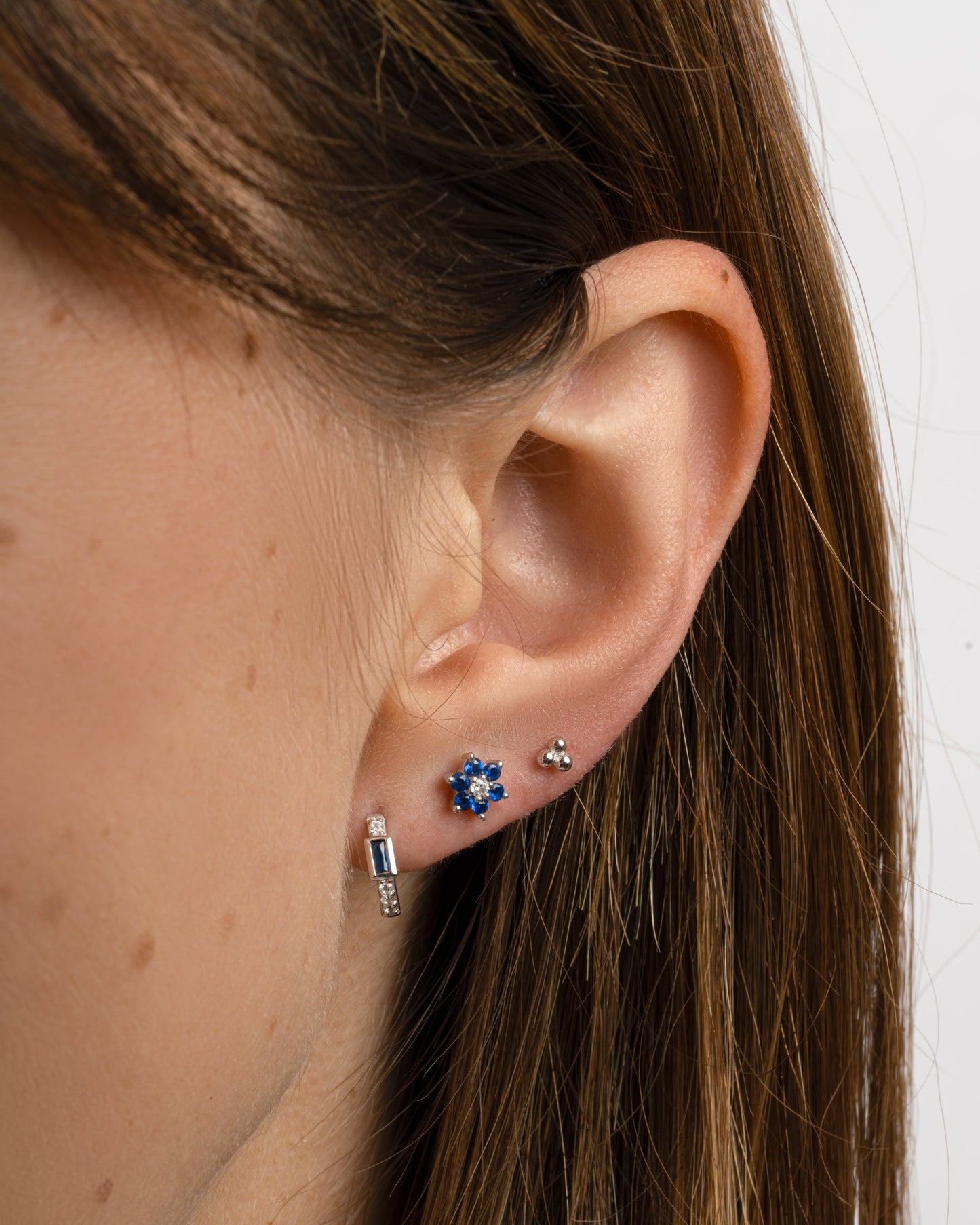 Sapphire Baguette Huggie Earrings