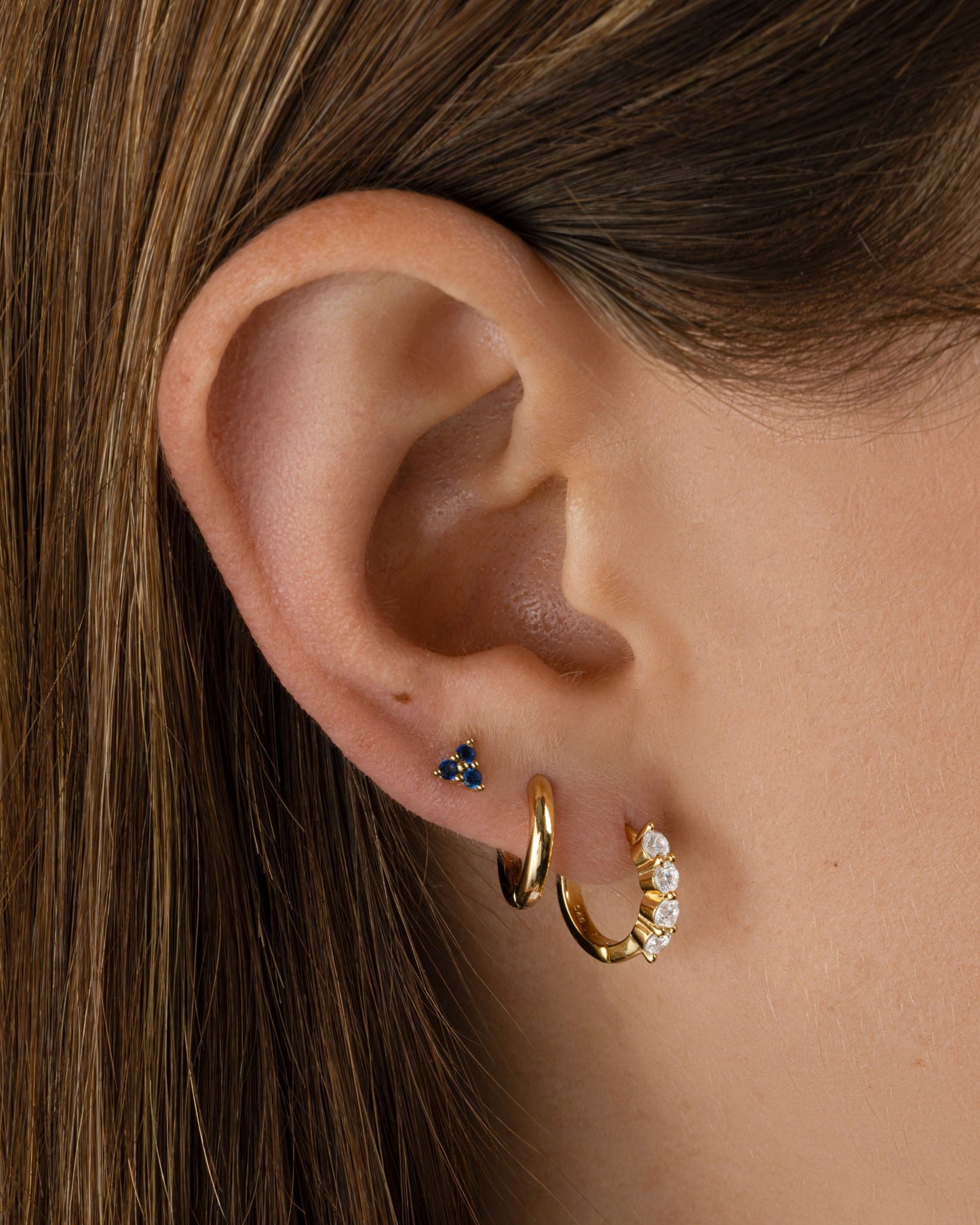 Tiny Sapphire 3 Stone Studs