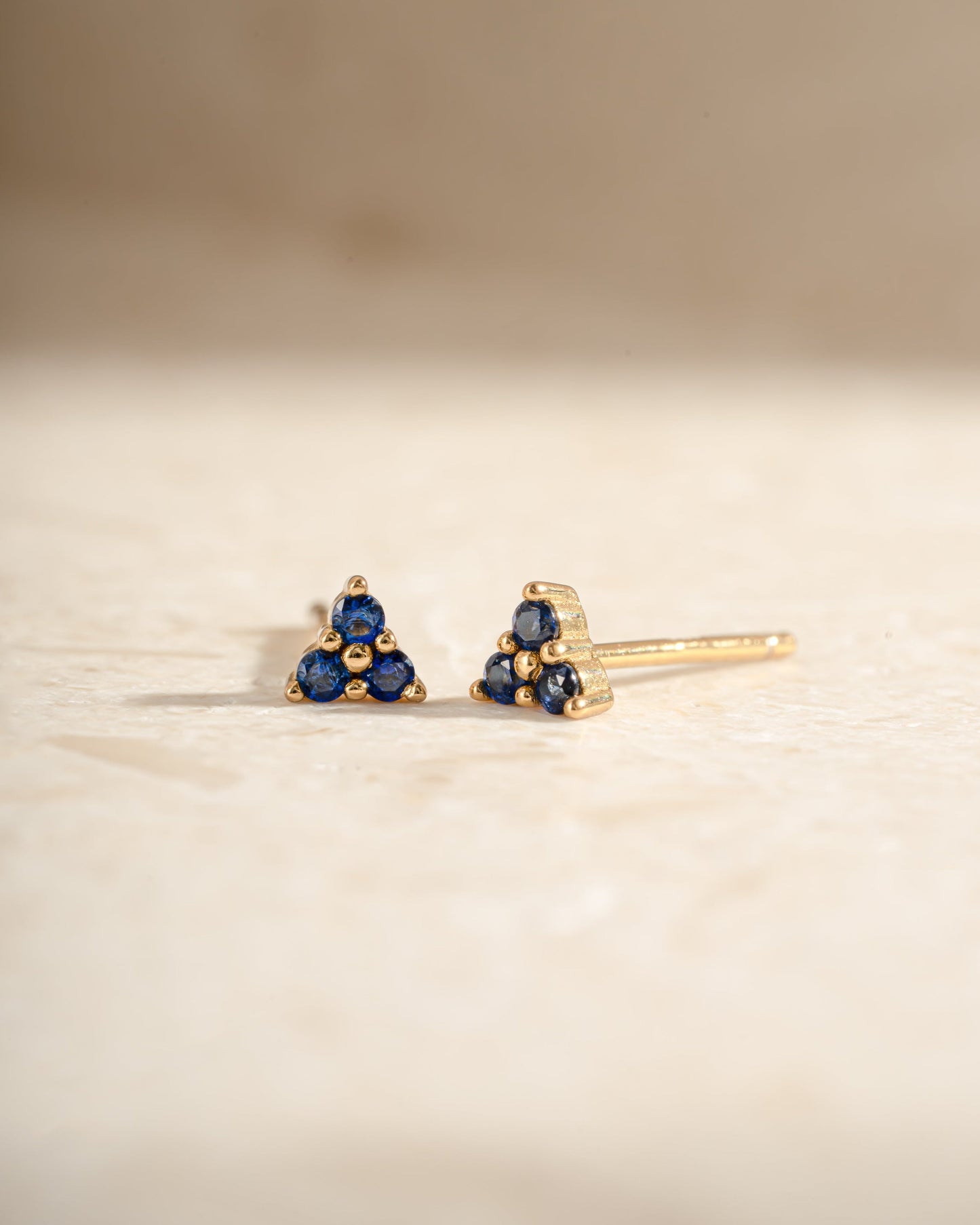 Tiny Sapphire 3 Stone Studs