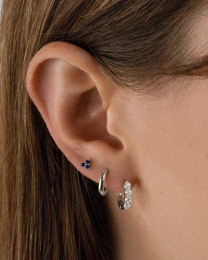 Tiny Sapphire 3 Stone Studs
