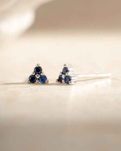 Tiny Sapphire 3 Stone Studs