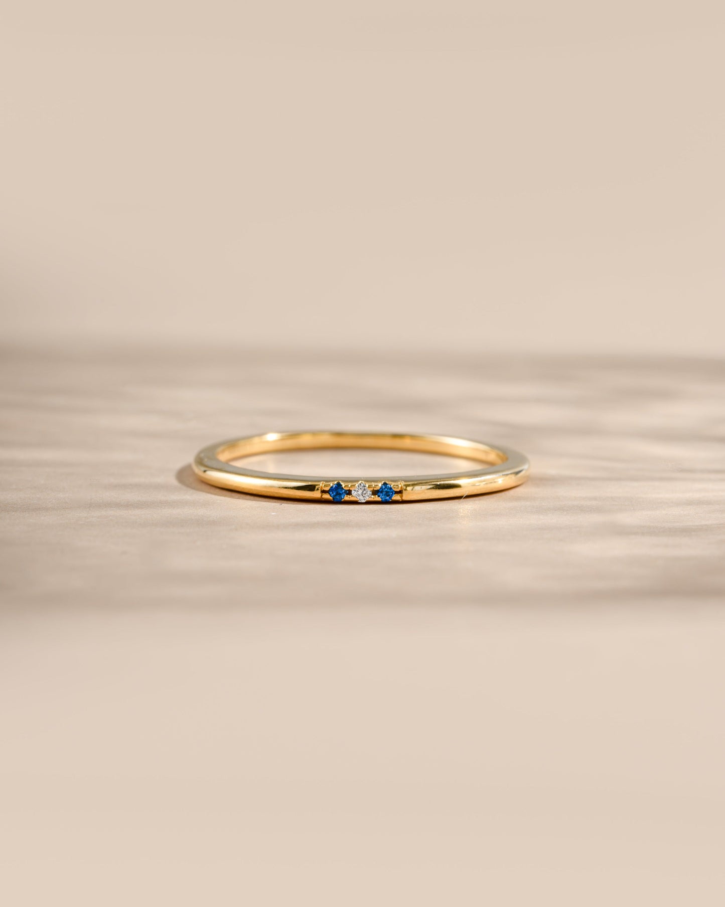 Sapphire 3 Stone Diamond Ring