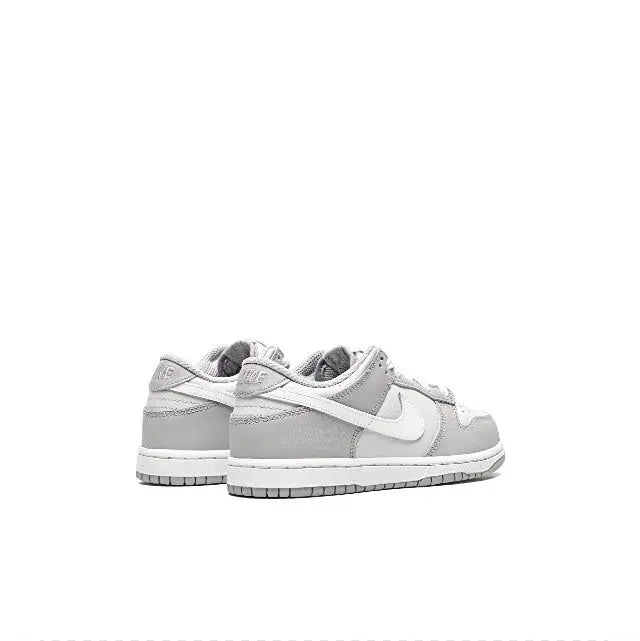 Nike SB Dunk Low low-top sneaker, white leather with gray swoosh and laces