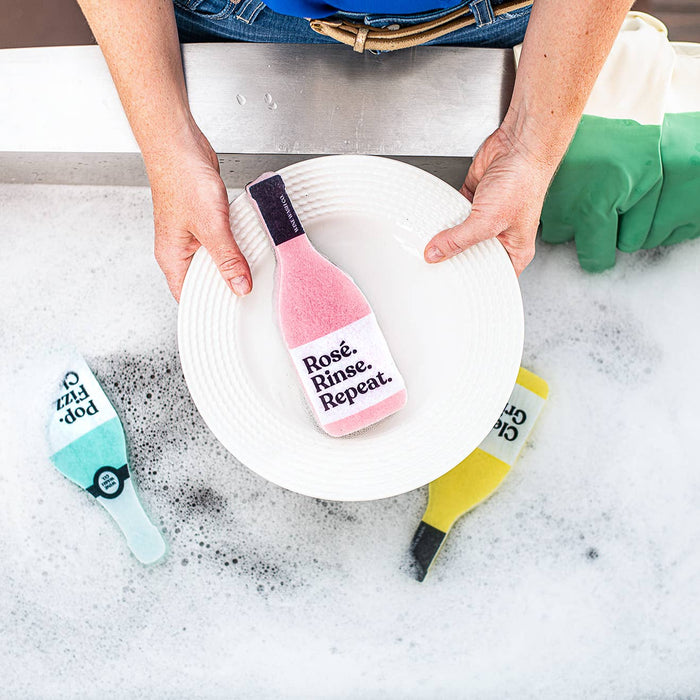 Scrubbly™ Kitchen Sponge: Rosé Rinse Repeat - B Social Boutique
