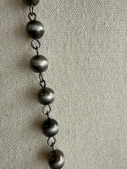 Silver bead link chain with round spacers for hanging pendant necklace