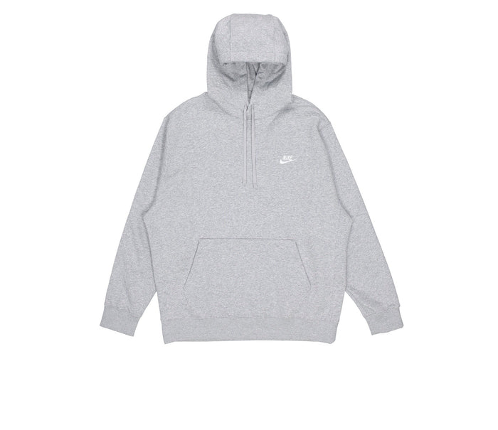 Nike Sportswear Club fleece zip-up hoodie, light grey with hood, kangaroo pocket, chest logo
