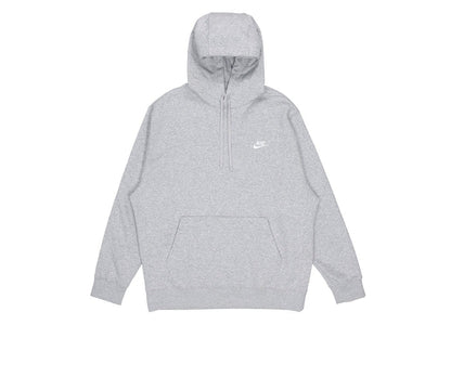 Nike Sportswear Club fleece zip-up hoodie, light grey with hood, kangaroo pocket, chest logo
