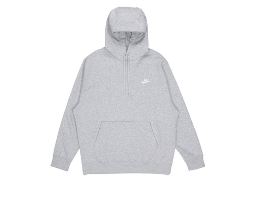 Nike Sportswear Club fleece zip-up hoodie, light grey with hood, kangaroo pocket, chest logo