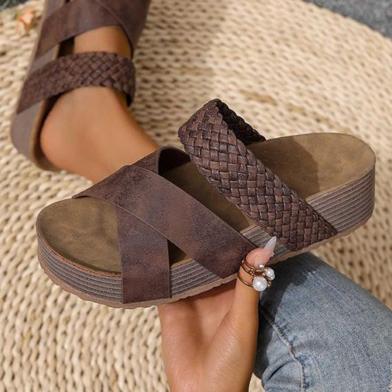 üî• Women's Criss-Cross Woven Strap Wedge Sandals ‚Äì Comfortable, Stylish & Perfect for Summer Days ‚òÄÔ∏è
