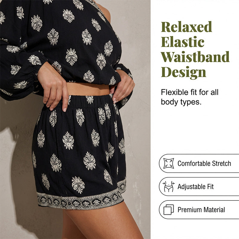 ‚ú® Bohemian Off-Shoulder Jumpsuit Set ‚Äì Vintage Print, Vacation, Relaxed ‚ú®