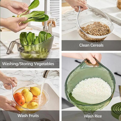 üçö  Multipurpose Rice Washing Bowl Strainer with Handle
