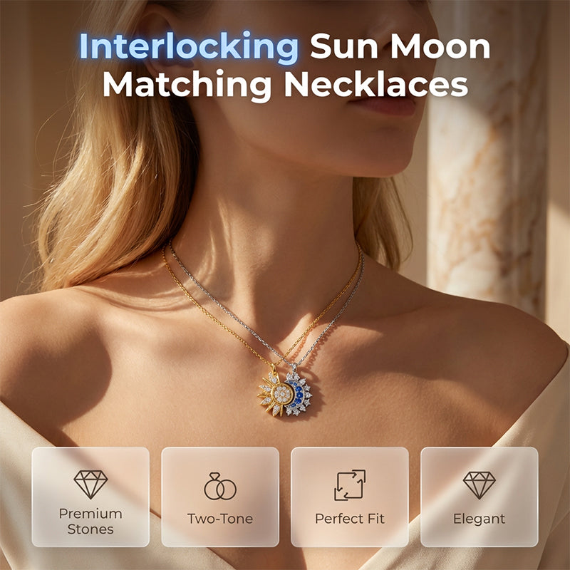 üì¢üì¢40% OFF !! ‚è∞Sun and Moon Pendant Necklace with Rhinestones