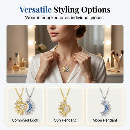 üì¢üì¢40% OFF !! ‚è∞Sun and Moon Pendant Necklace with Rhinestones