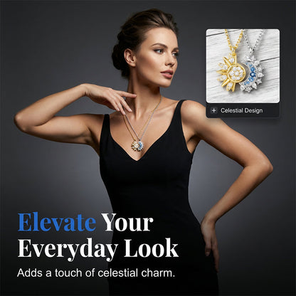 üì¢üì¢40% OFF !! ‚è∞Sun and Moon Pendant Necklace with Rhinestones