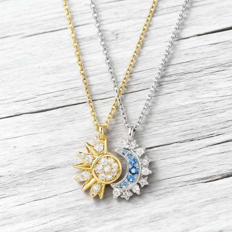 üì¢üì¢40% OFF !! ‚è∞Sun and Moon Pendant Necklace with Rhinestones