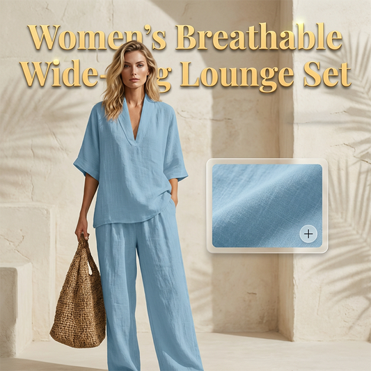 üì¢üì¢40% OFF !! ‚è∞Women's Casual V-Neck Top and Wide-Leg Trousers Setüëöüëñ