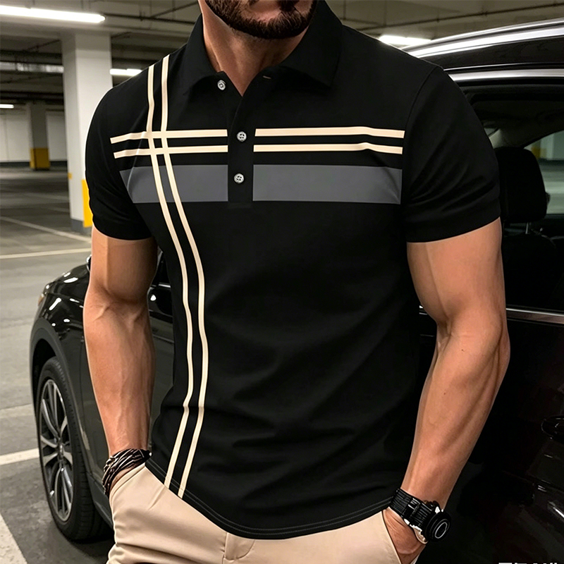 üéÅNew Arrivalüí•Men's Striped Short Sleeve Collared Topüåø