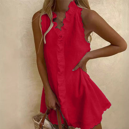 üì¢üì¢40% OFF !! ‚è∞Women's Ruffle Trim Button-Front Mini Dress