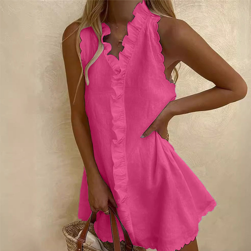 üì¢üì¢40% OFF !! ‚è∞Women's Ruffle Trim Button-Front Mini Dress