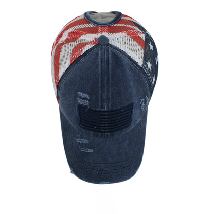 ‚è∞Distressed American Flag Mesh Baseball Cap