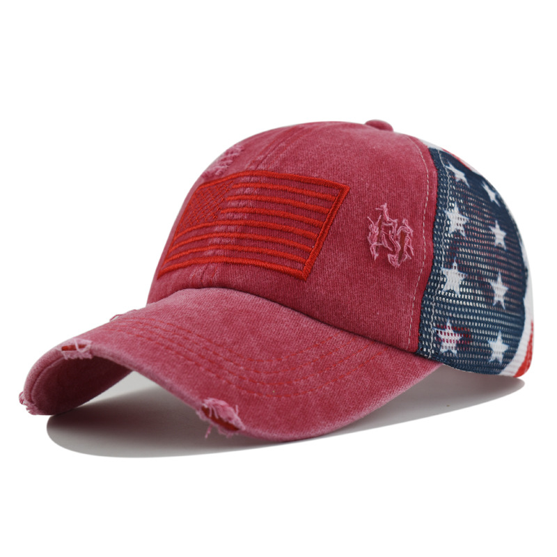 ‚è∞Distressed American Flag Mesh Baseball Cap