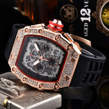 üì¢üì¢40% OFF !! ‚è∞ Luxury Men's Tonneau-Shaped Watch with Rhinestone Embellishment