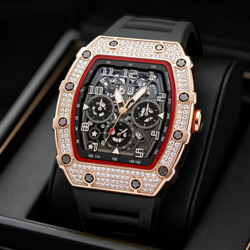üì¢üì¢40% OFF !! ‚è∞ Luxury Men's Tonneau-Shaped Watch with Rhinestone Embellishment