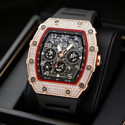 üì¢üì¢40% OFF !! ‚è∞ Luxury Men's Tonneau-Shaped Watch with Rhinestone Embellishment