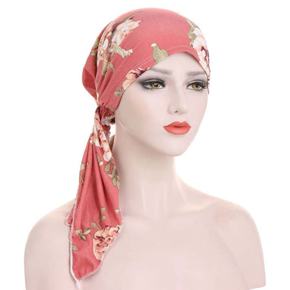 ‚ú® Women's Floral Print Pre-Tied Head Scarf Turban ‚Äì Soft, Elastic, Versatile üå∏