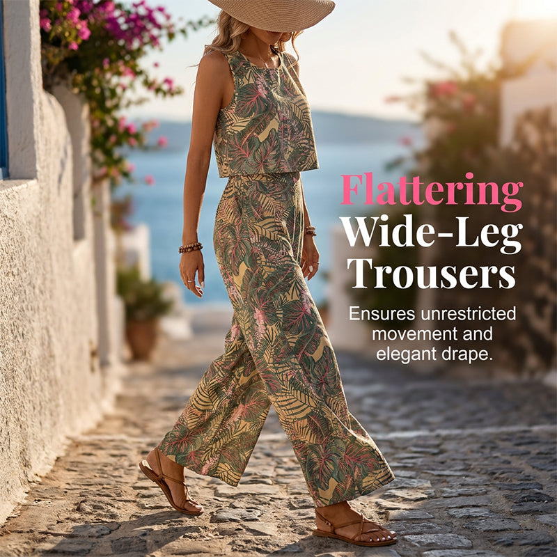 üì¢üì¢30% OFF !! ‚è∞ Women's Printed Sleeveless Top & Wide-Leg Pants Set ‚Äì Flowy & breathable ‚Äì Perfect for summer, beach or resort wear ‚Äì effortless chic üå∏