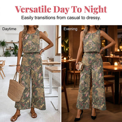 üì¢üì¢30% OFF !! ‚è∞ Women's Printed Sleeveless Top & Wide-Leg Pants Set ‚Äì Flowy & breathable ‚Äì Perfect for summer, beach or resort wear ‚Äì effortless chic üå∏