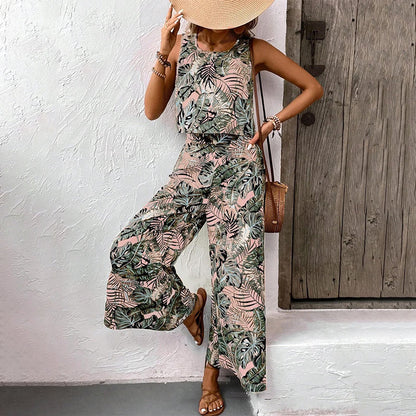 üì¢üì¢30% OFF !! ‚è∞ Women's Printed Sleeveless Top & Wide-Leg Pants Set ‚Äì Flowy & breathable ‚Äì Perfect for summer, beach or resort wear ‚Äì effortless chic üå∏