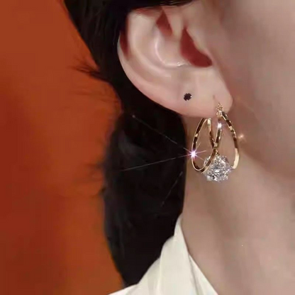 üíñüëçDouble Hoop Sparkling Zirconia Ball Earrings