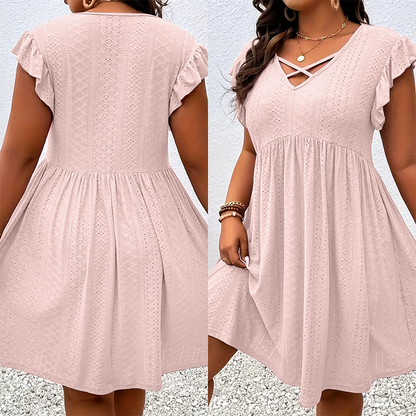 üëó  Women's Criss-Cross V-Neck Flutter Sleeve Flowy Dress
