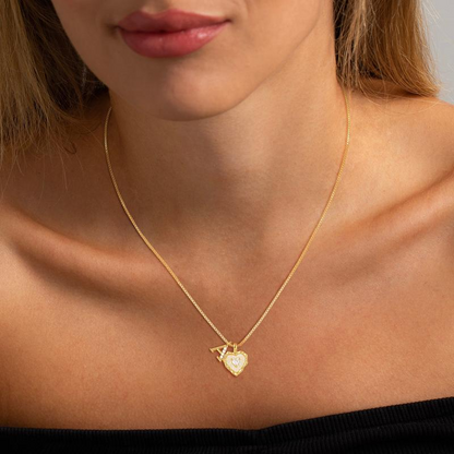 üíéüí• Heart Shaped Letters Micro Pave Chain Necklace ‚Äì Initial Pendant, Titanium Steel, Adjustable ‚ú®