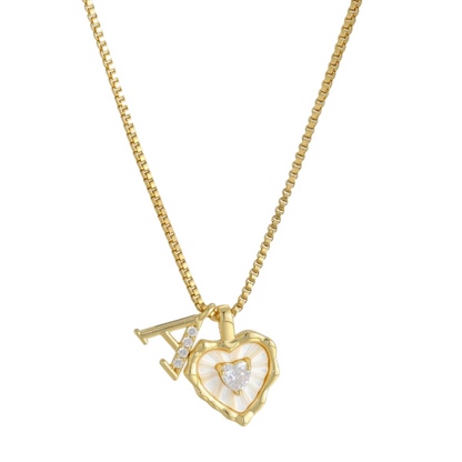 üíéüí• Heart Shaped Letters Micro Pave Chain Necklace ‚Äì Initial Pendant, Titanium Steel, Adjustable ‚ú®